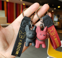 Load image into Gallery viewer, XBOOM! Dog Keychain Bag Pendant Resin PU Leather Bulldog Keyring Car For Women Men Trinket Jewelry (Color Random Delivery)

